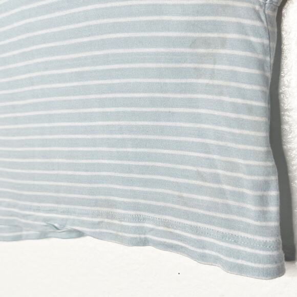 TALULA Cropped Striped Tank Top Scoop Neck Loose Fit Light Blue White Size S - Picture 5 of 10